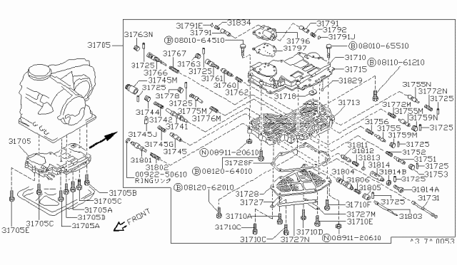 1988 Nissan Sentra  Body Control Valve Lower Diagram for 3171301X14
