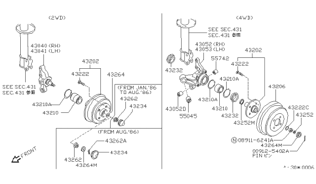 1990 Nissan Sentra  Bolt-Hub Diagram for 4322206R01