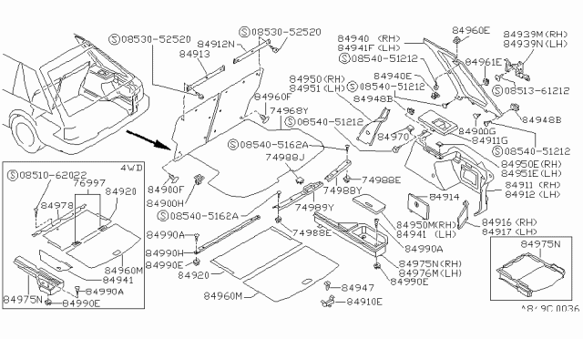 1989 Nissan Sentra  Clip Diagram for 085405162A