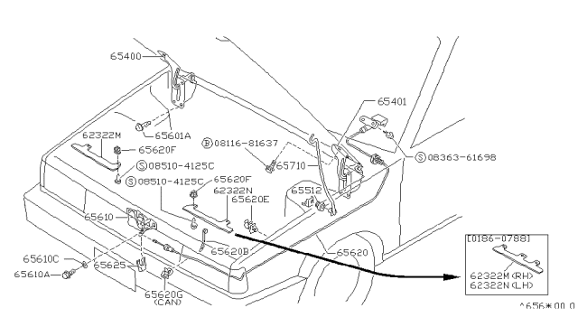 1989 Nissan Sentra  GROMMET-Rod Diagram for 65512P7100