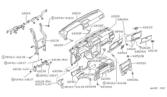 1988 Nissan Sentra  Screw Diagram for 0145400181