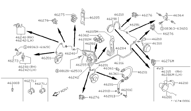 1989 Nissan Sentra  Clip Tube Brake Diagram for 4627101B21