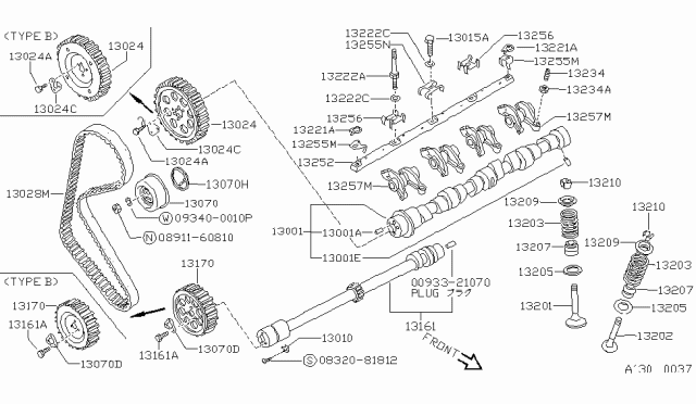 1988 Nissan Sentra Spring-TENSIONER Diagram for 1307201M00