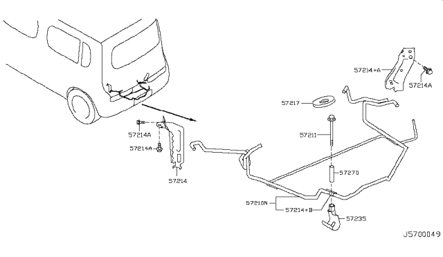 2013 Nissan Cube  Stopper-Spare Tire Diagram for 572251FC0A