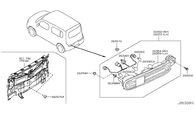 2012 Nissan Cube  Clip Diagram for 26398CA00B