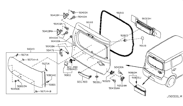 2013 Nissan Cube Rubber Sleeve Diagram for 905203U100