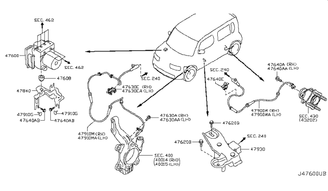 2009 Nissan Cube Rubber-Bush Diagram for 47608AV700