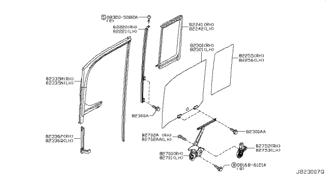 2013 Nissan Cube  Motor Assembly - Regulator, LH Diagram for 82730CV01B