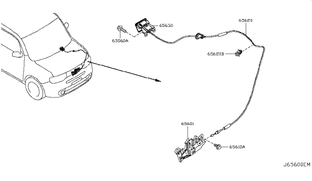 2014 Nissan Cube  Cable Hood Lock Diagram for 656211FC0A