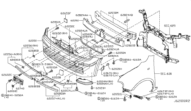 2011 Nissan Cube  Grommet-Screw Diagram for 6228481F00
