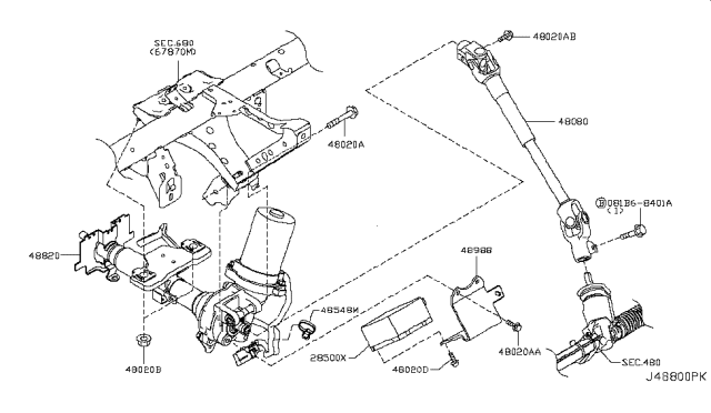 2014 Nissan Cube Bolt Diagram for 489351FC0A