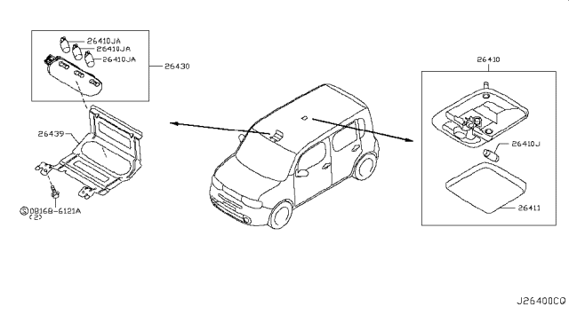 2009 Nissan Cube Lamp Assembly Map Diagram for 26430BC001