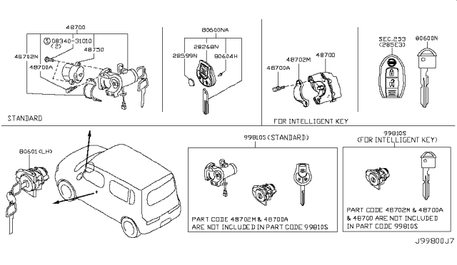 2011 Nissan Cube  Lock Steering Diagram for 487001FA0B