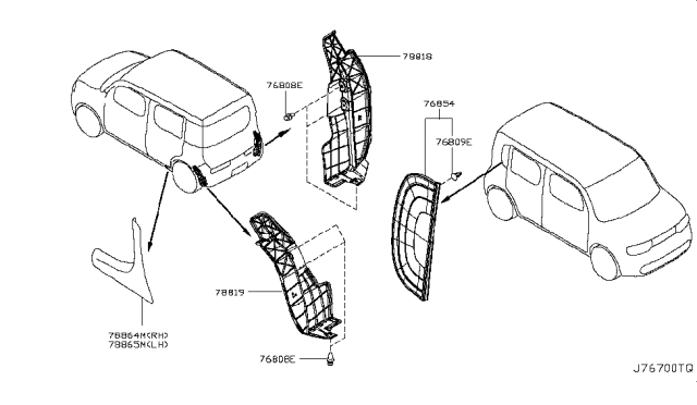 2011 Nissan Cube Closing-Rear Bumper, LH Diagram for 788171FA0A