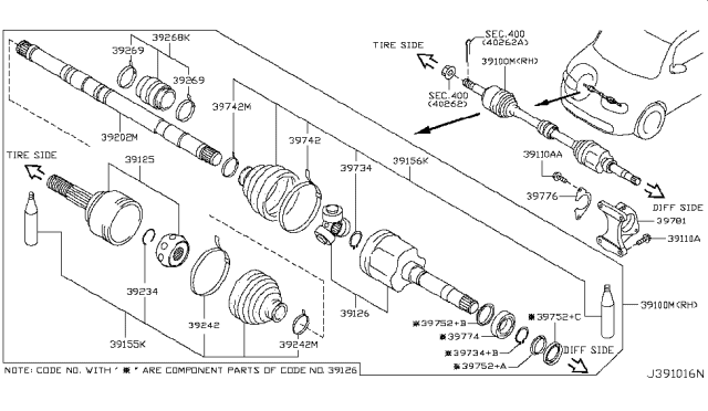 2009 Nissan Cube  Circlip-Drive Shaft Diagram for 39234CG00A