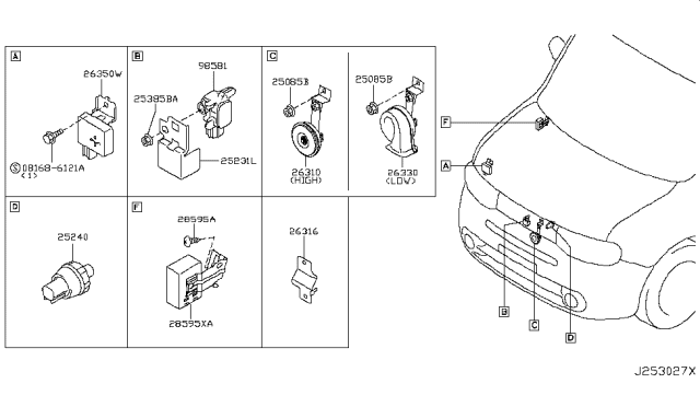2010 Nissan Cube  Buzzer Assy-Entry Card Diagram for 256401FA0A