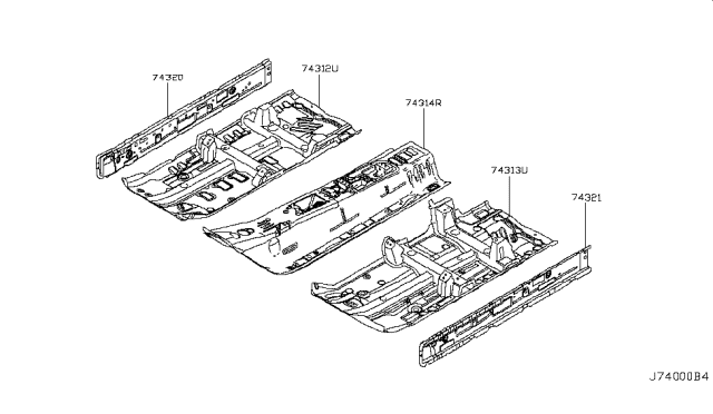 2012 Nissan Cube Floor Front, Center Diagram for G43101FCAA