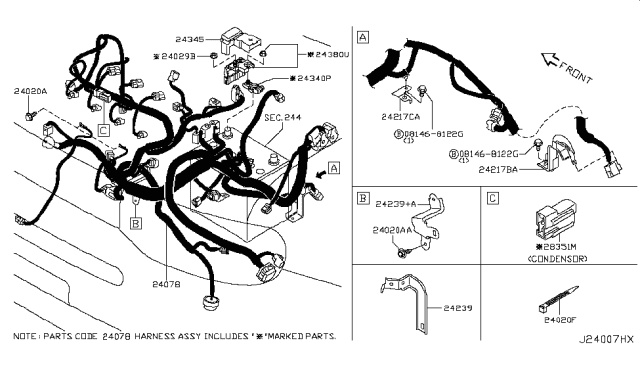 2012 Nissan Cube Bracket-Harness Diagram for 24239EN03A