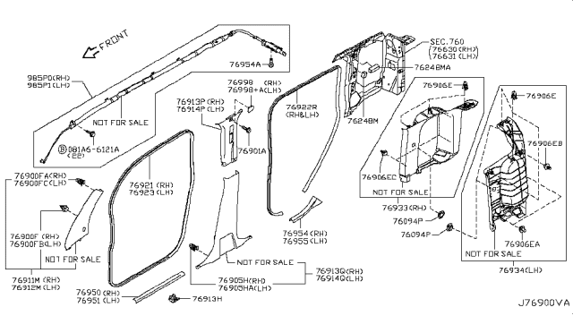 2012 Nissan Cube Clip-Trim Diagram for 76959ED000