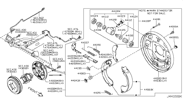 2011 Nissan Cube  Shoe Set-Rear Brake Diagram for D4060EN00A