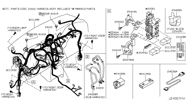 2010 Nissan Cube Harness-Dash Diagram for 240181FG0A