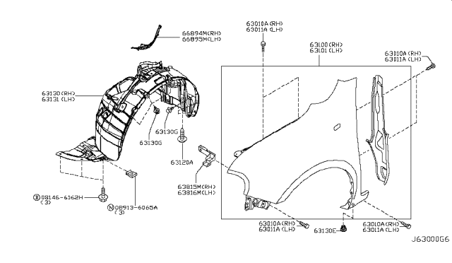 2013 Nissan Cube  Fender - Front, RH Diagram for F31001FAMA