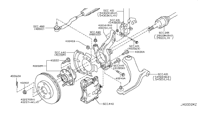2011 Nissan Cube  Spindle-KNUCKLE, RH Diagram for 40014ED000