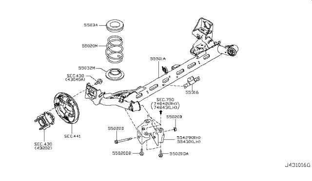 2009 Nissan Cube  Member Suspension Rear Diagram for 554301FC2A