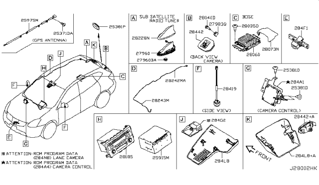 2017 Nissan Rogue  Cover-Lane Camera, RH Diagram for 284L86FL0A