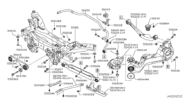 2018 Nissan Rogue  Bolt Diagram for 54459EN12E