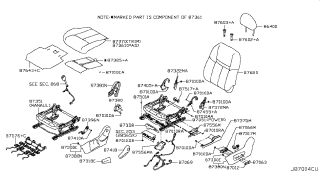 2017 Nissan Rogue  Headrest Assy-Front Seat Diagram for 864006FK0A