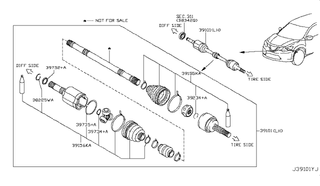 2019 Nissan Rogue Shield-Dust Diagram for 397524BA3A
