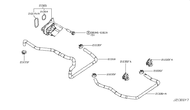 2017 Nissan Rogue  Hose-Water, Oil Cooler Diagram for 213064BA1B