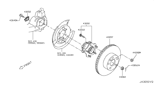 2018 Nissan Rogue  Rotor Brake Diagram for 432064BA0A