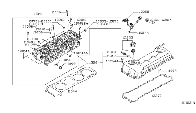 2018 Nissan Rogue Gasket-Cylinder Head Diagram for 110443TS0A
