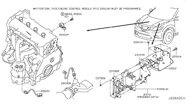 2018 Nissan Rogue  Engine Control Module-Blank Diagram for 237035HA0A