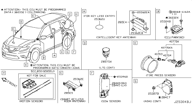 2019 Nissan Rogue  Sensor Assy-Side Obstacle Warning Diagram for 284K06FL0A