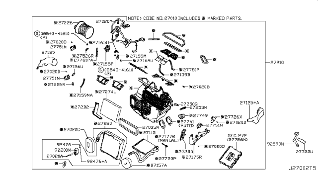 2018 Nissan Rogue Heating Unit-Front Diagram for 271104BA1C