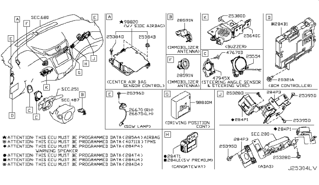 2018 Nissan Rogue  Clock Spring Steering Air Bag Wire Diagram for B55546FK1A