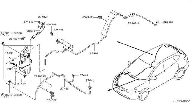 2017 Nissan Rogue Tube-Washer, Windshield Diagram for 289404CC0B
