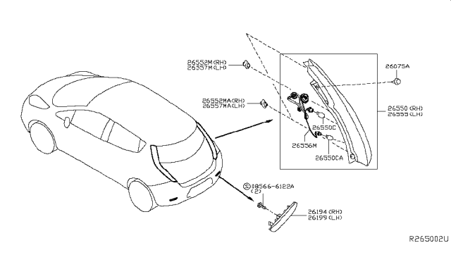 2016 Nissan Leaf  Combination Lamp Assy-Rear, LH Diagram for 265559RB0A