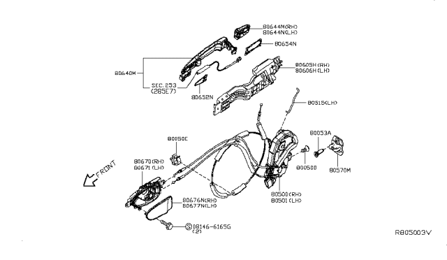 2014 Nissan Leaf  Gasket-Door Outside Handle, Front Diagram for 806529N00A