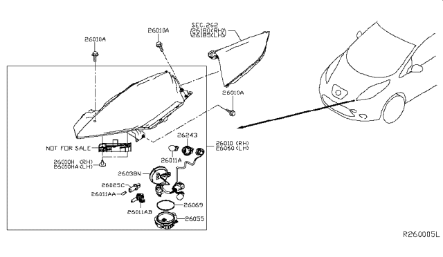 2017 Nissan Leaf Control Unit-Led Diagram for 260553NK5A
