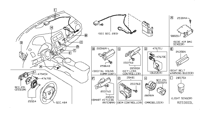 2015 Nissan Leaf Controller Assembly-Key Less Diagram for 285951KM5B
