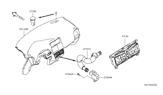 2016 Nissan Leaf  Control Assembly Diagram for 275003NF0B
