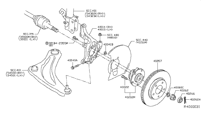 2013 Nissan Leaf  Rotor-Disc Brake, Front Diagram for 402063LM0A