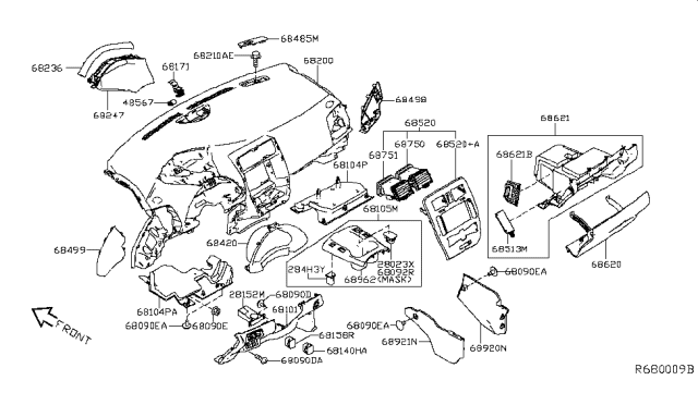 2016 Nissan Leaf Mask-Switch Hole Diagram for 684923KA0A