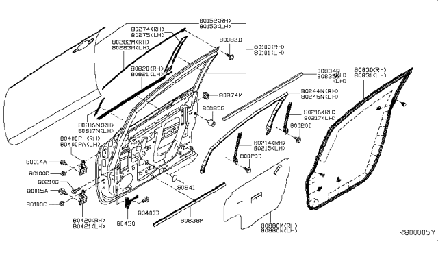 2017 Nissan Leaf Sash Assy-Front Door, Rear LH Diagram for 802173NF0B