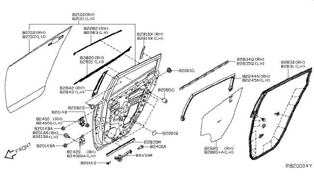 2017 Nissan Leaf Tape-Rear Door Sash, Rear RH Diagram for 828183NF0A