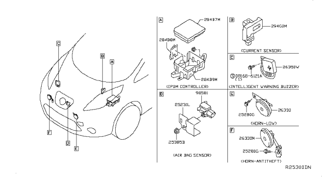 2017 Nissan Leaf  Horn Assy-Electric Low Diagram for 256203NF0A